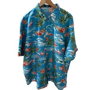 SSLR Hawaiian Men’s Shirt 4XL Flamingo Short  Sleeve 
Casual Beach Tropical